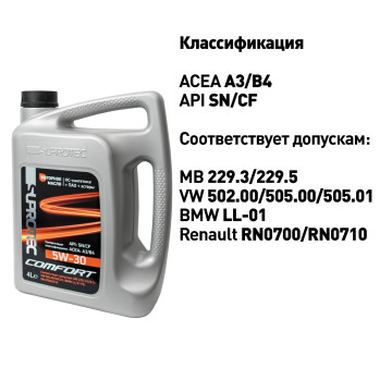 Синтетическое моторное масло Suprotec Comfort 5W-30 4л