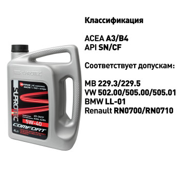 Синтетическое моторное масло Suprotec Comfort 5W-40 4л